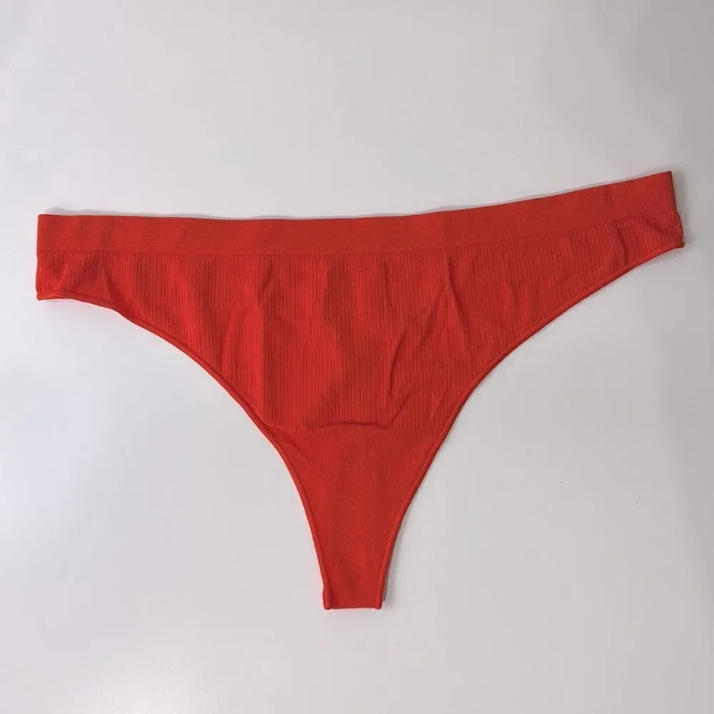 Bombas Seamless Micro Ribbed Orange Thong Size XL‎ NWOT